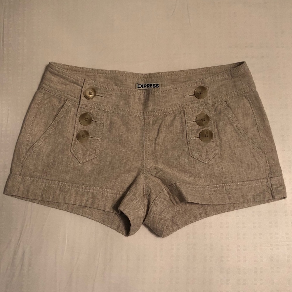 Tan Linen Blend Express Shorts